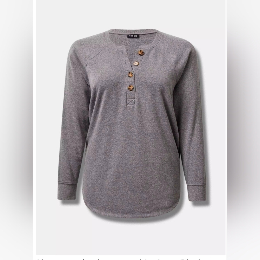 Torrid Gray Button-Front Sweatshirt